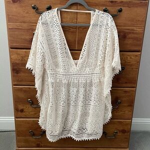 Xhilaration Cream Lace Swim Coverup